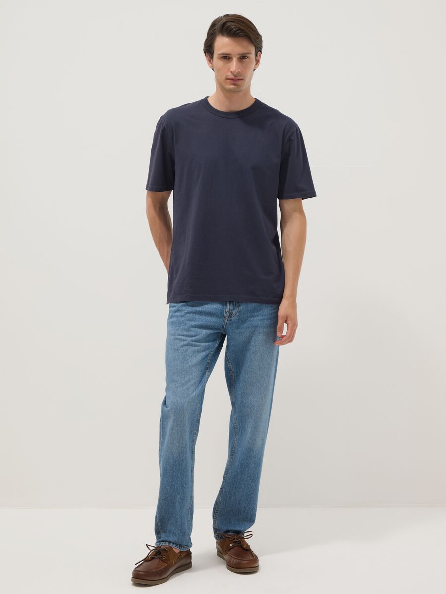 Navy pure cotton relaxed-fit T-shirt_1