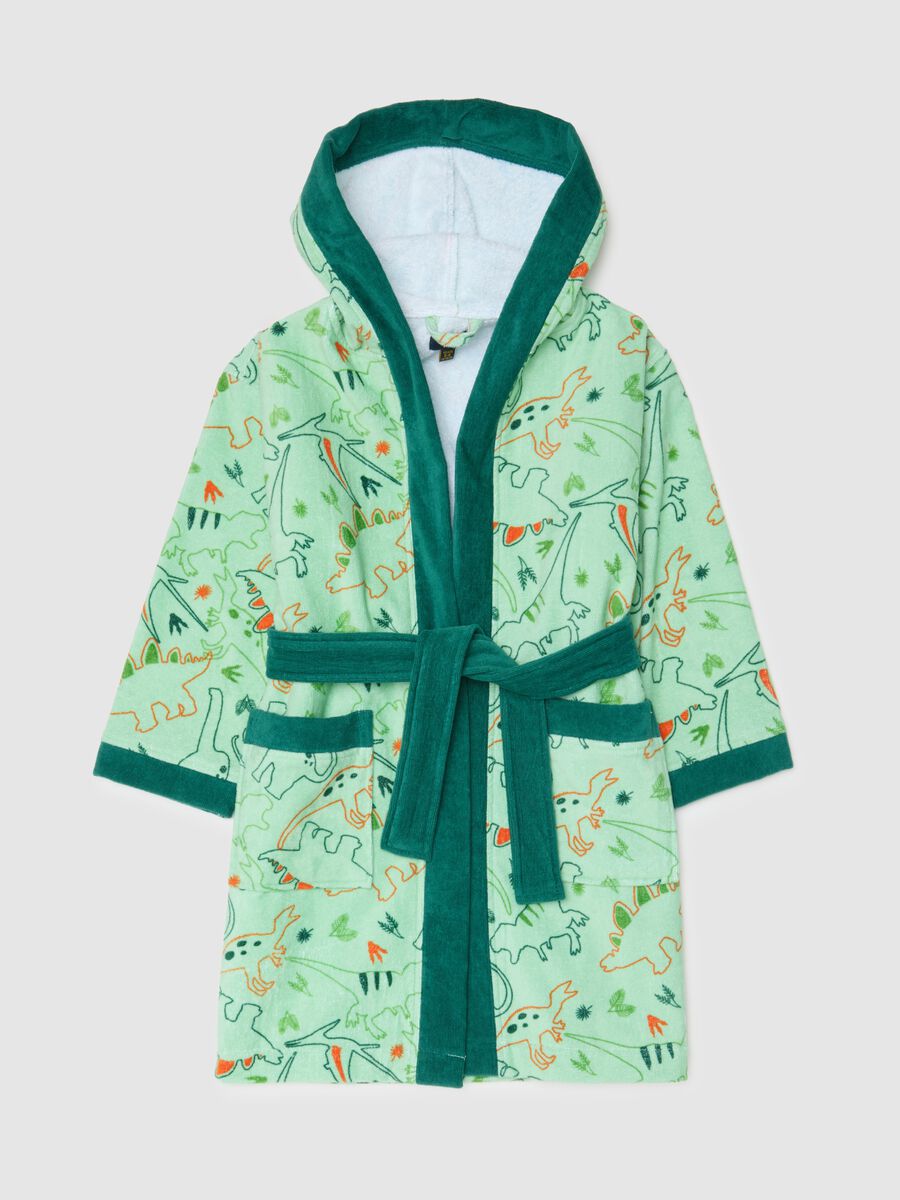 Boys' green pure cotton bathrobe_0