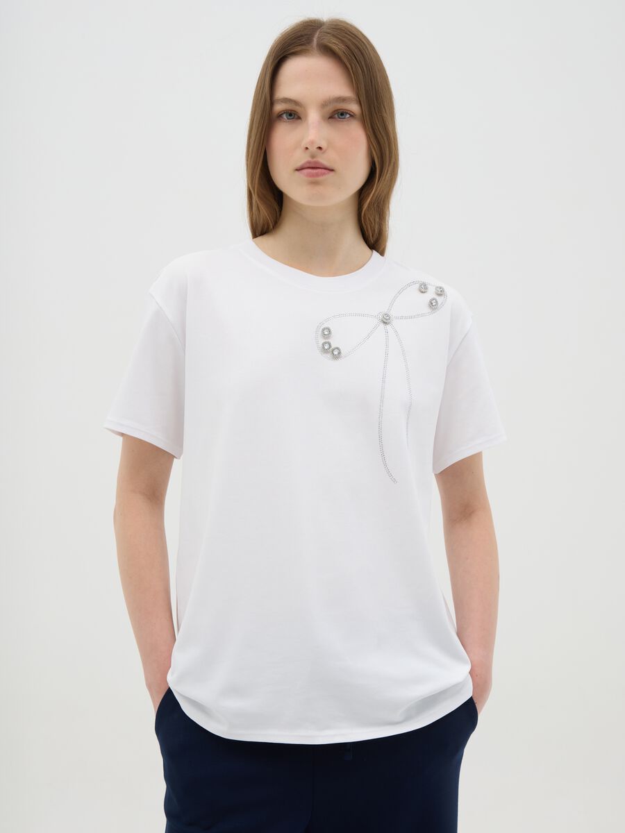 Women's white regular fit stretch cotton T-shirt_0