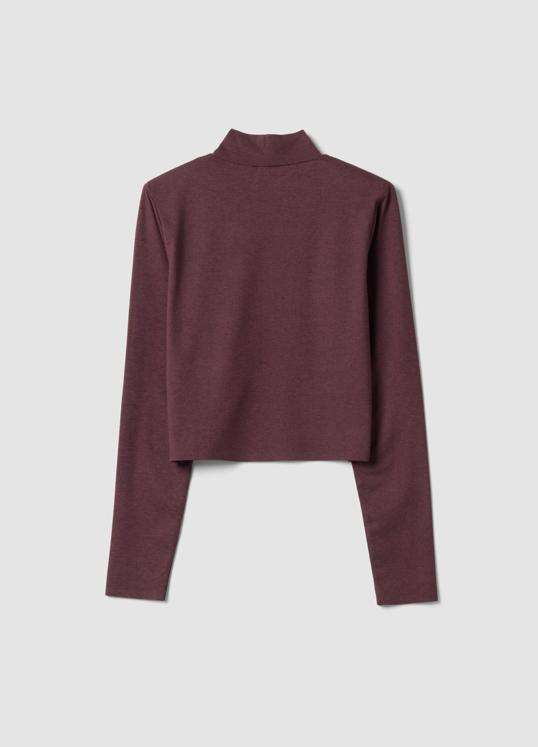 T-shirt viola crop in tessuto elasticizzato con collo rialzato Easy Dry ALTAVIA STUDIO