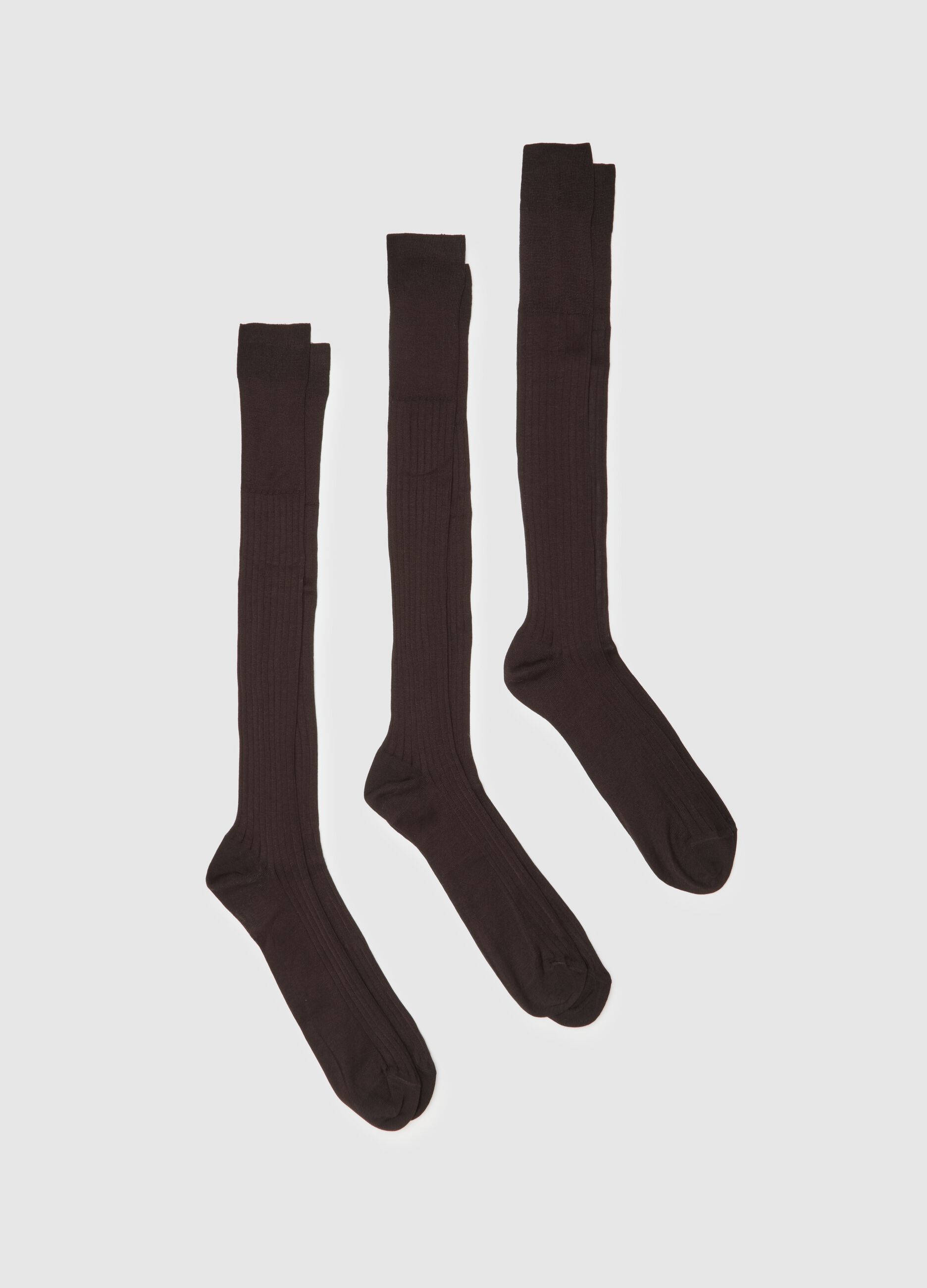 Brown pure cotton long socks tripack