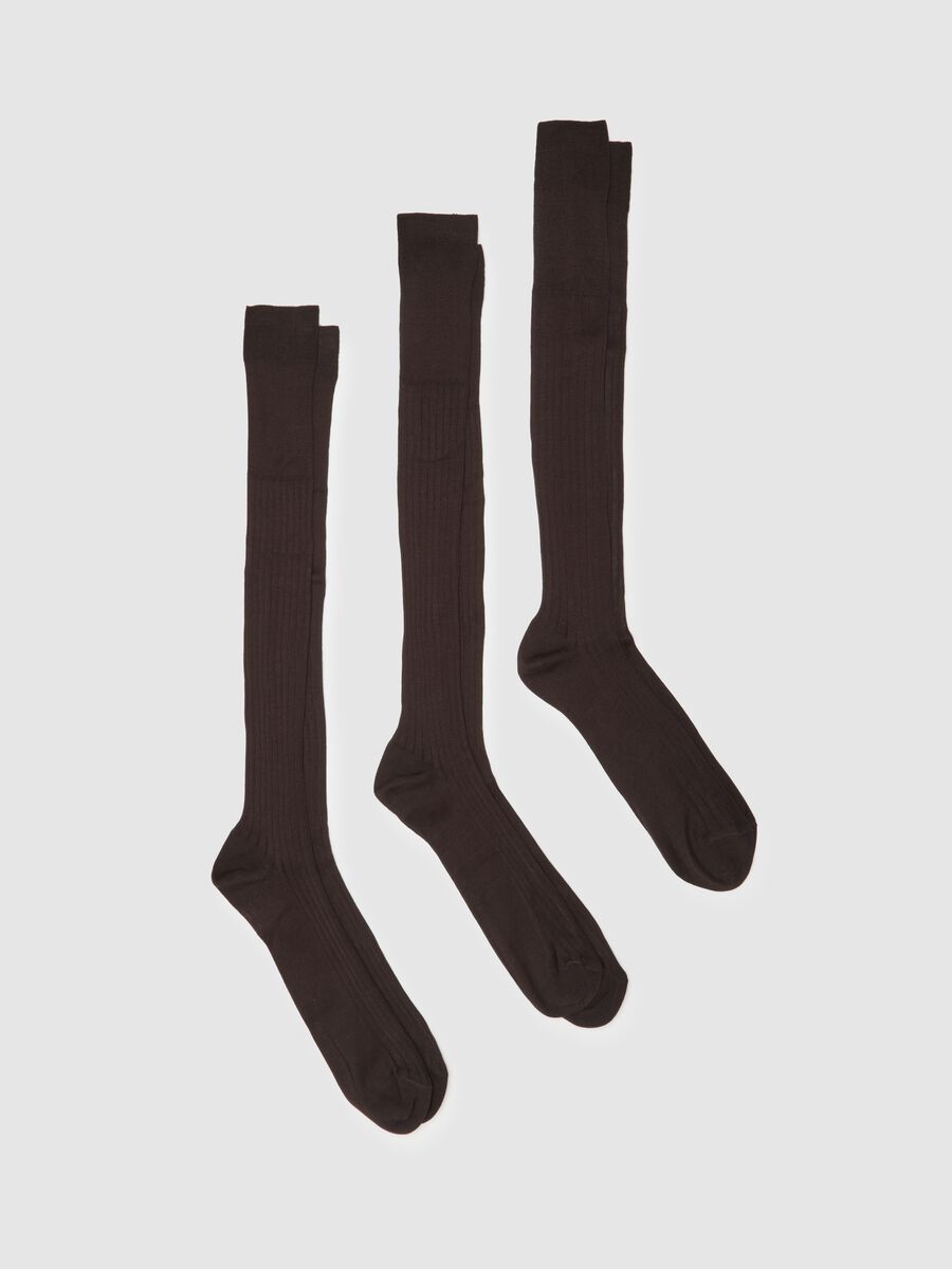 Brown pure cotton long socks tripack_0