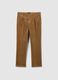 Brown cotton blend regular fit trousers_4