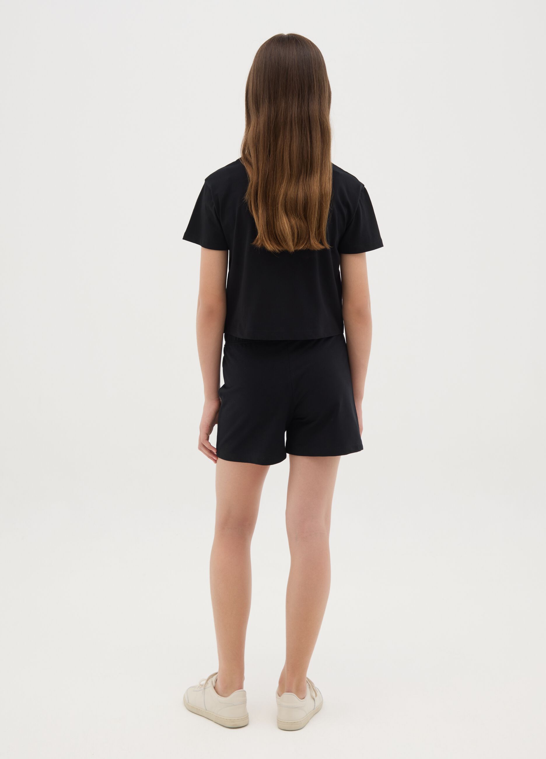 Shorts neri in cotone con coulisse