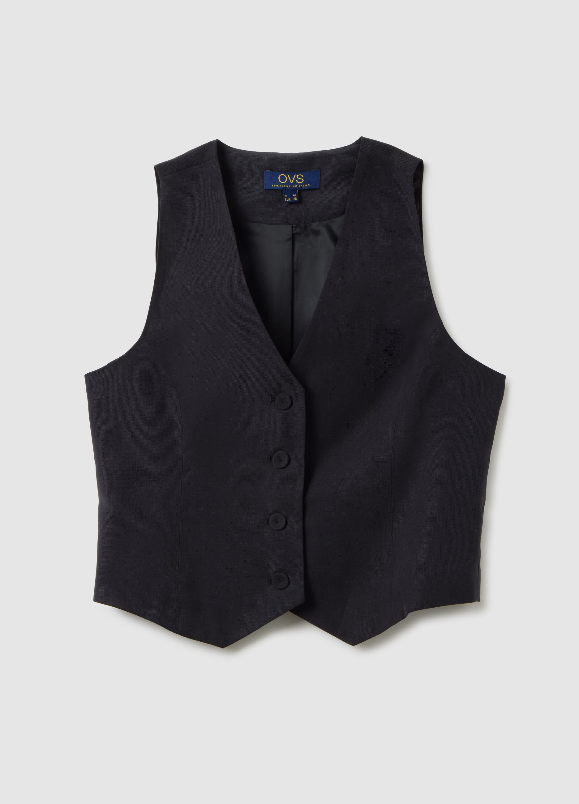 Gilet in misto viscosa nero slim fit