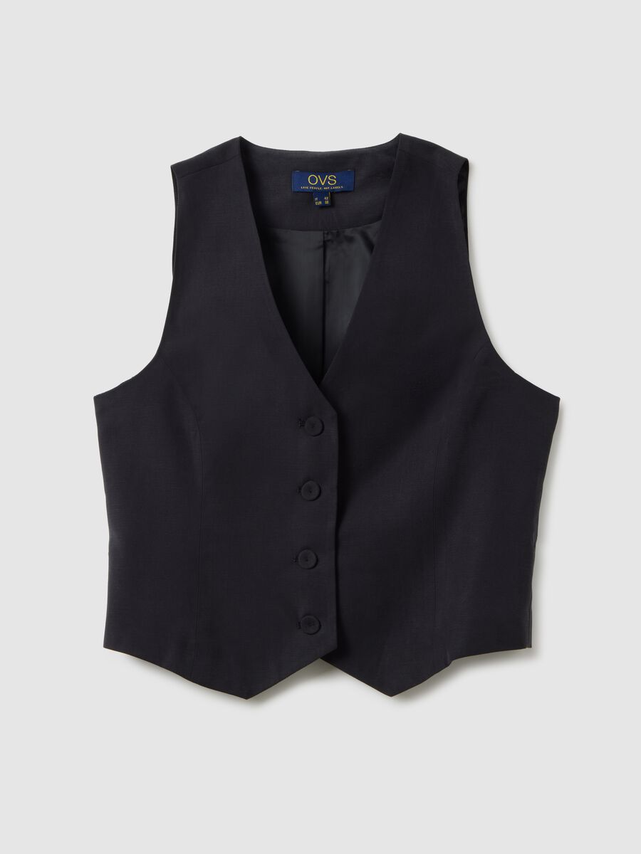 Gilet in misto viscosa nero slim fit_0