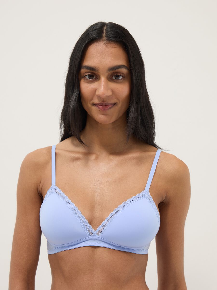 Reggiseno a triangolo azzurro con dettaglio in pizzo_0