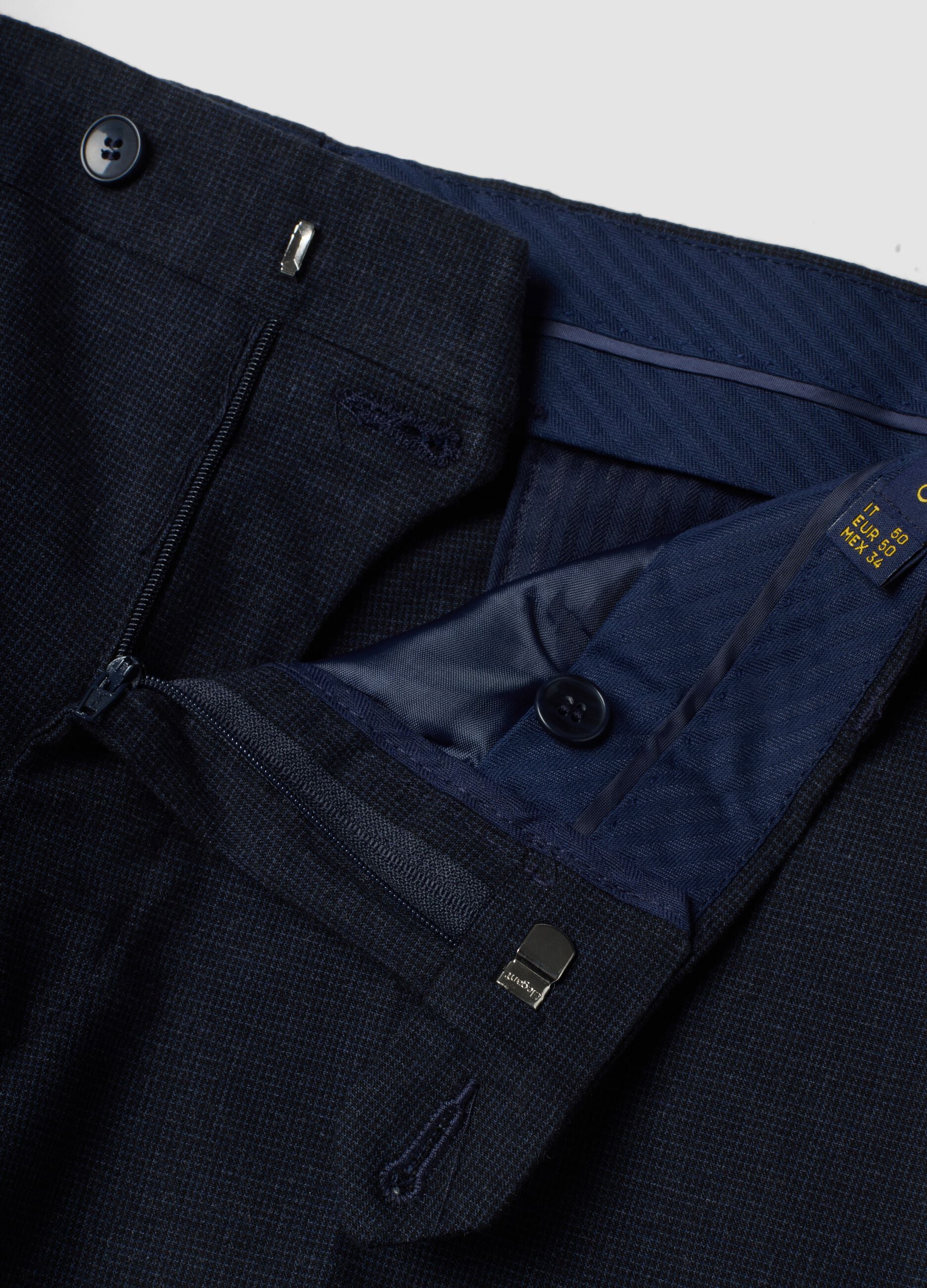 Pantaloni formali blu in cotone elasticizzato slim fit