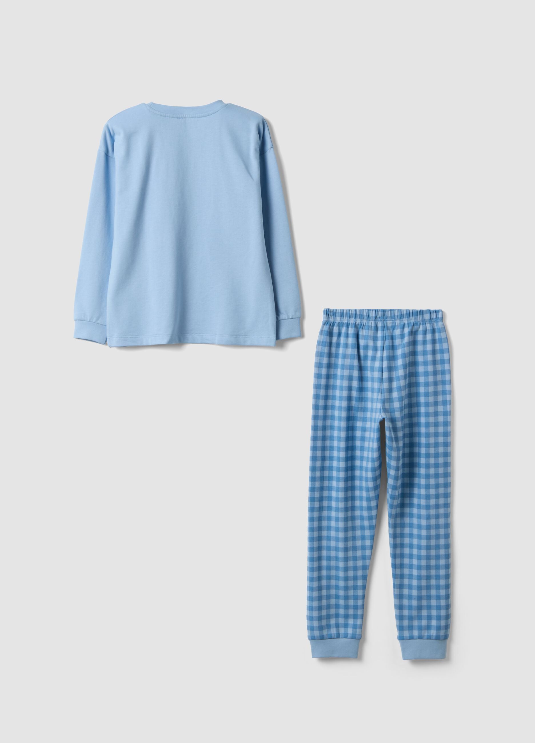 Pigiama blu in puro cotone organico con orsetti
