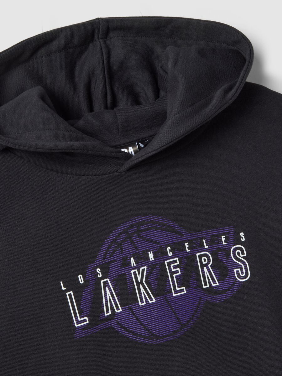 Felpa nera con cappuccio in misto cotone con stampa NBA_5