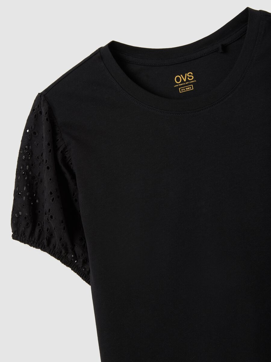 Women's black regular fit pure cotton T-shirt_1