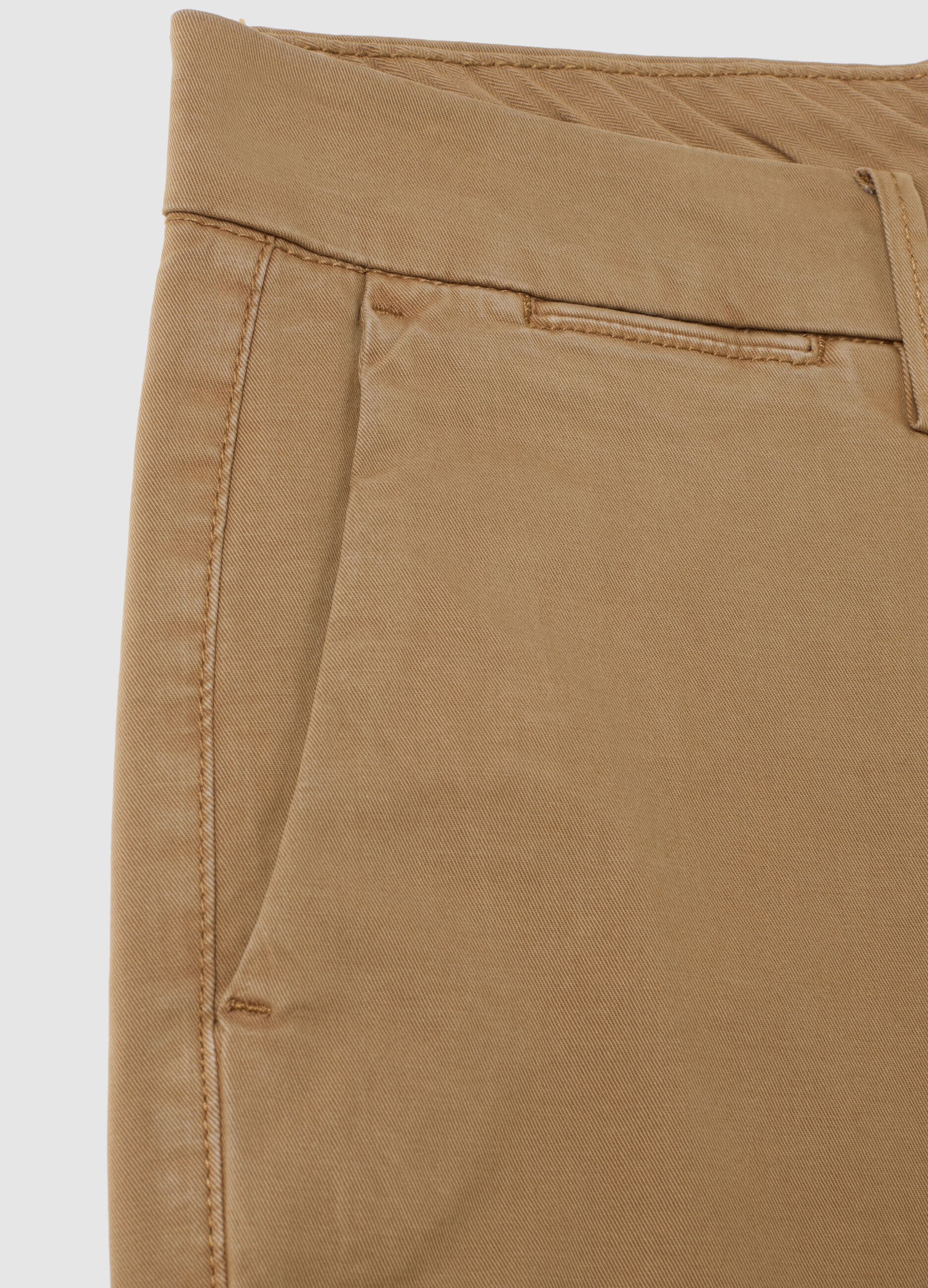 Brown slim fit stretch cotton trousers