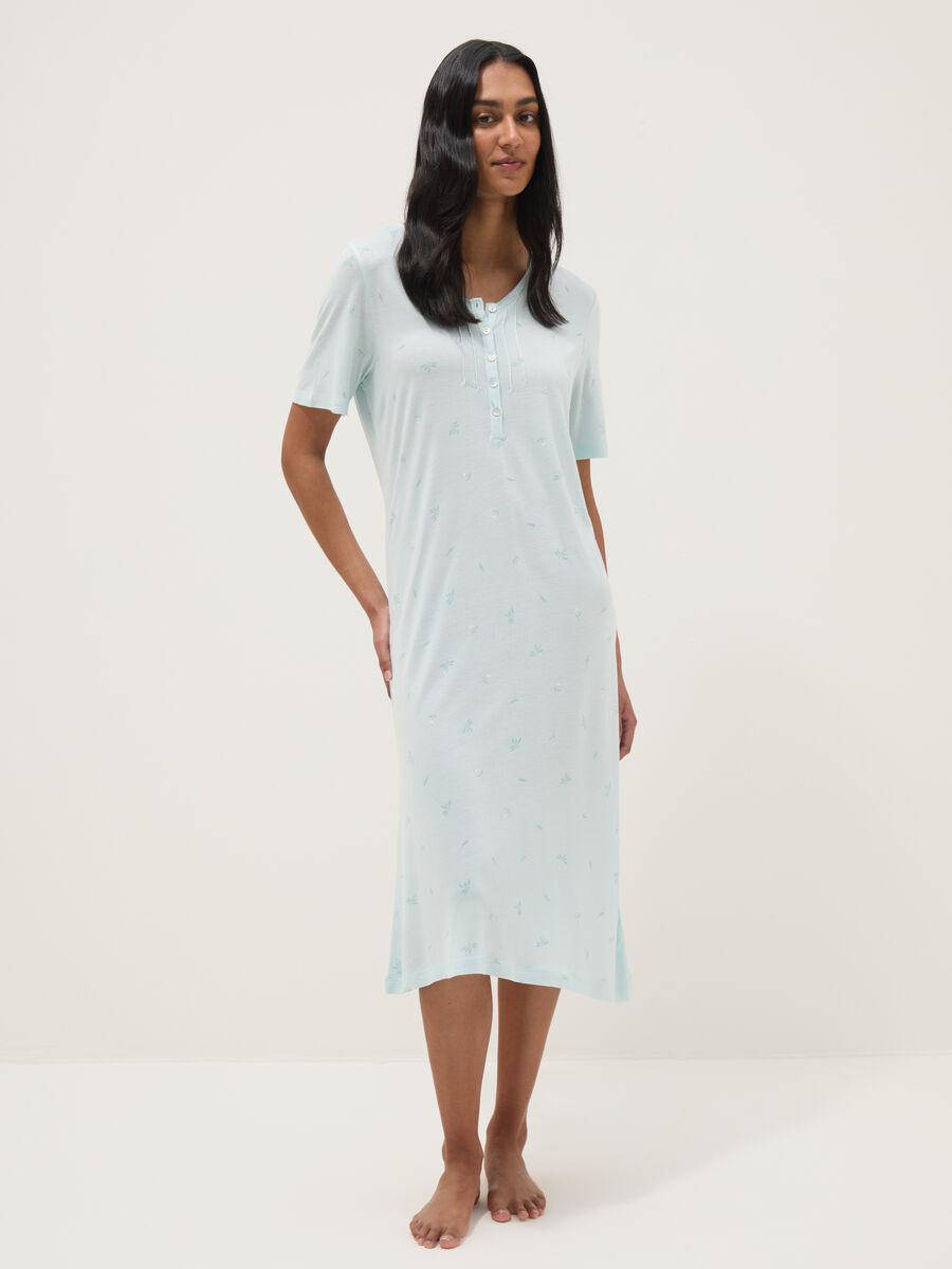 Blue pure viscose nightdress regular fit_0