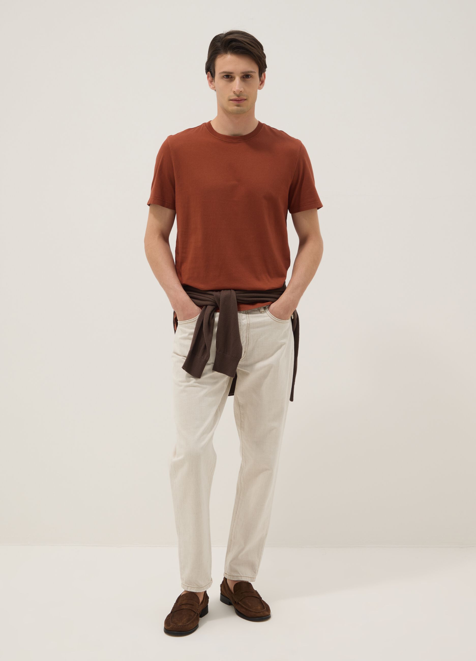 T-shirt rossa in puro cotone a maniche corte regular fit