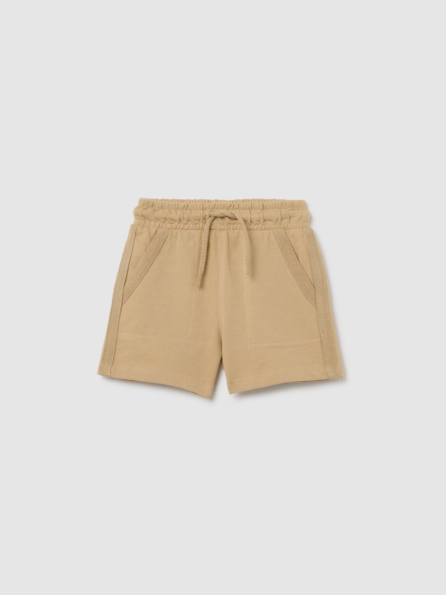 Kid's beige pure cotton shorts regular fit_0