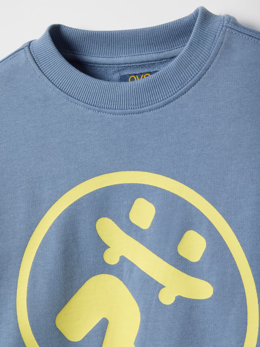 Pure Cotton Blue Oversized Fit Kids Sweatshirt with Print_2