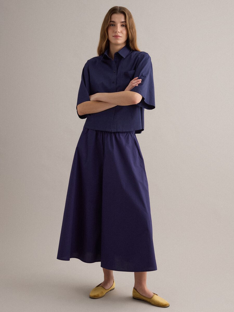 Blue pure cotton shirt with patch pocket, oversized fit_2