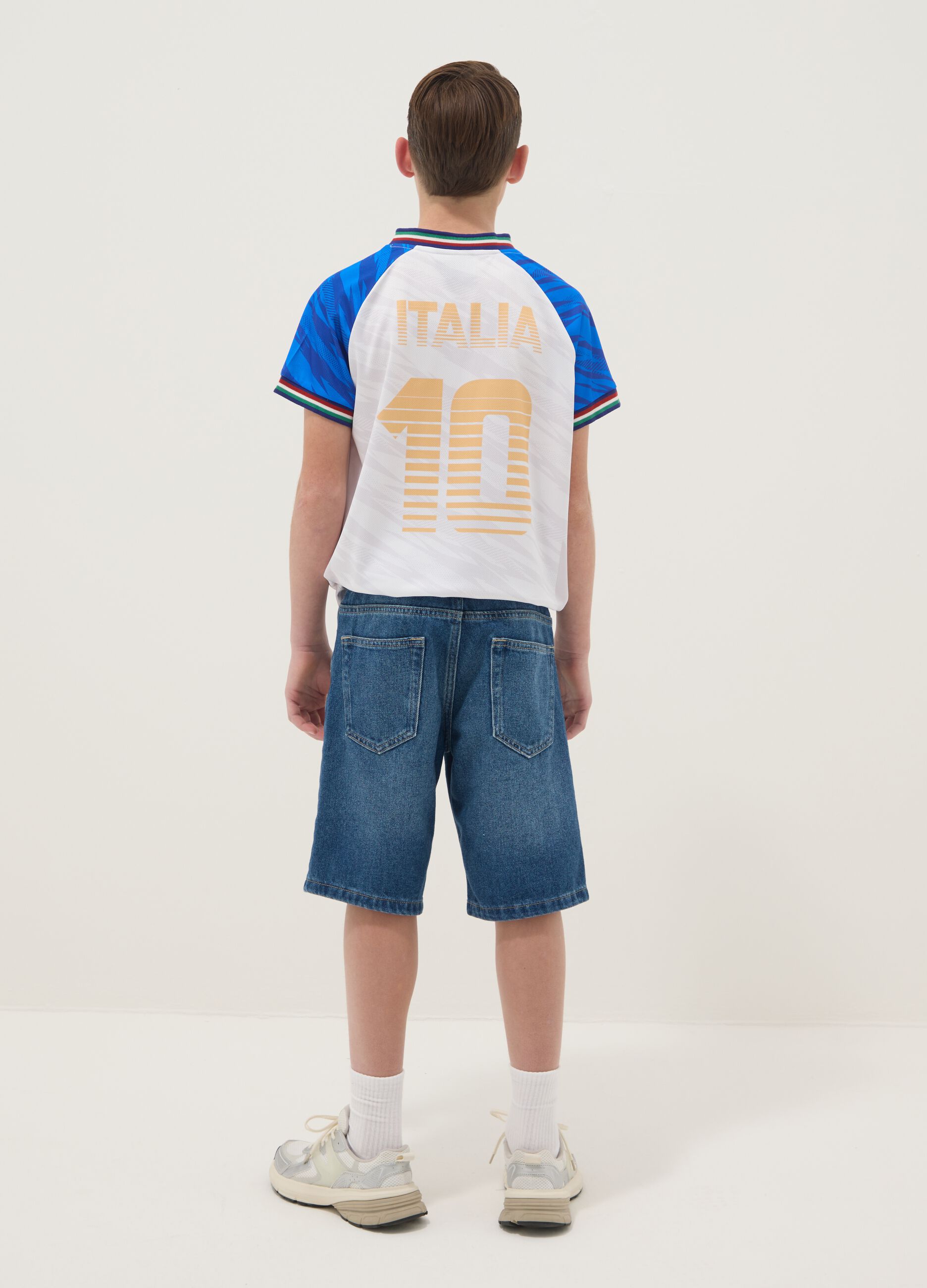 Boys&rsquo; blue denim cotton-blend regular-fit shorts