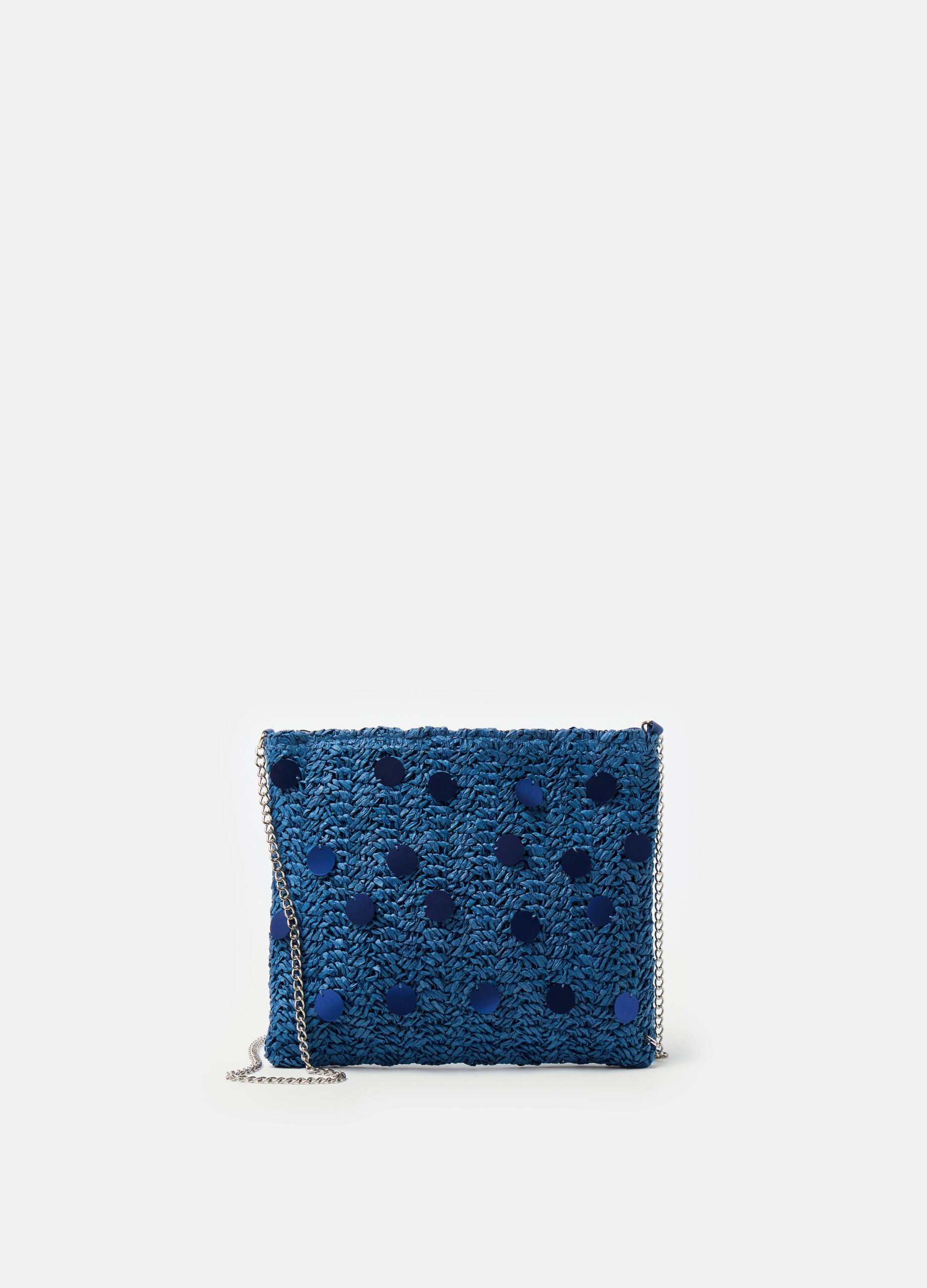 Raffia clutch bag with sequins