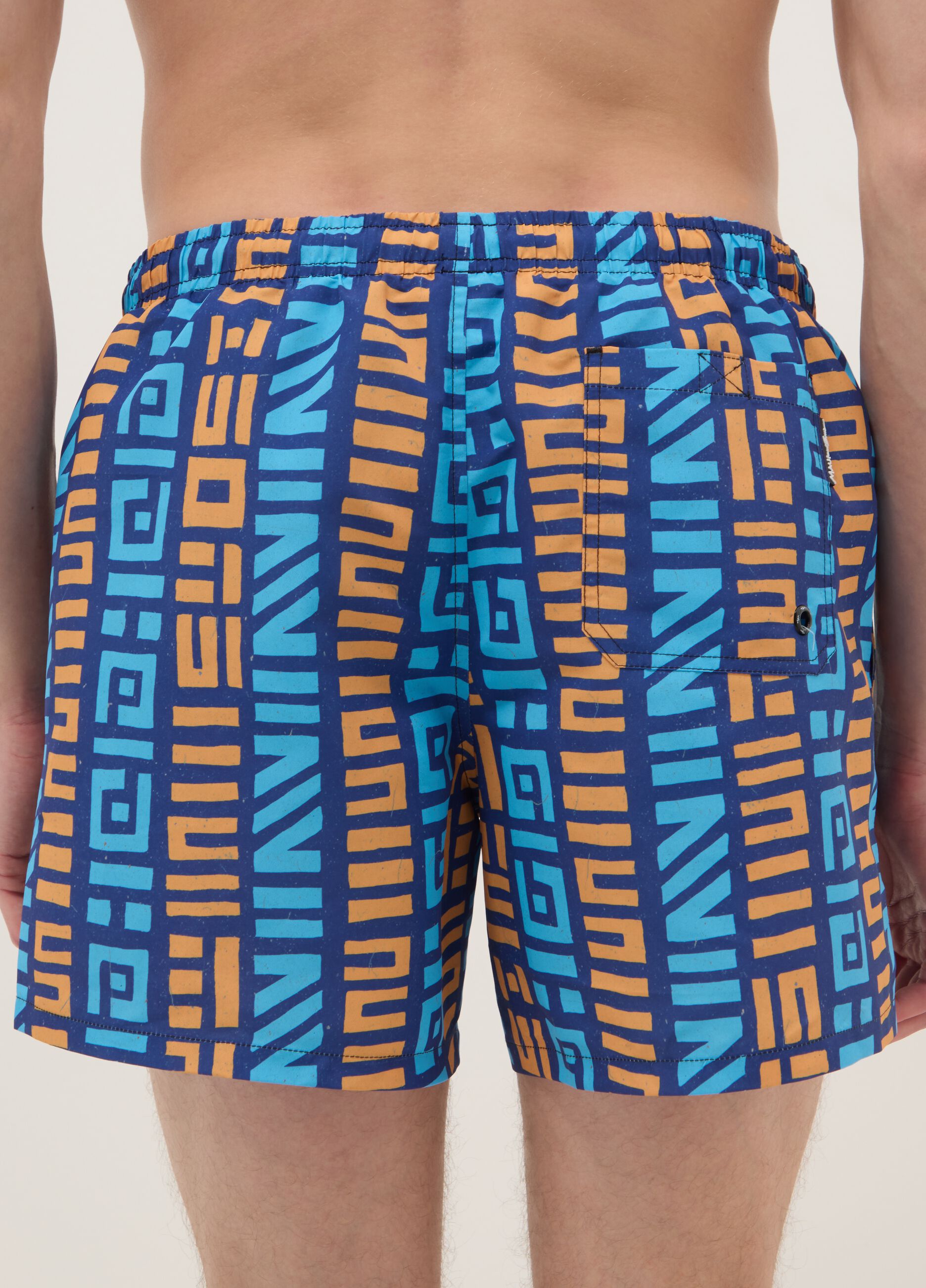 Multicolour geometric print swim shorts