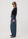 Blue denim pure cotton barrel-fit jeans_0
