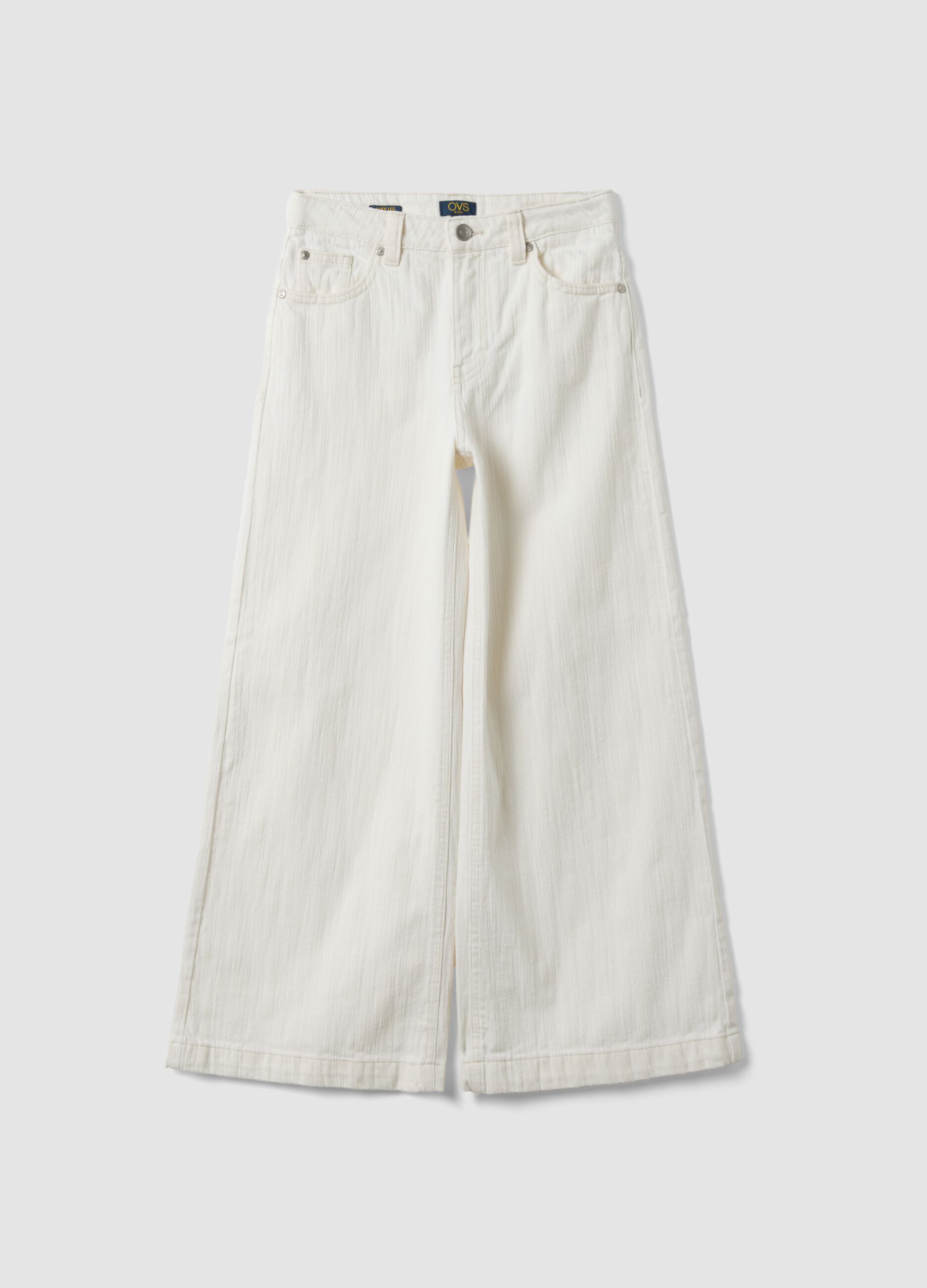 White wide-leg trousers in pure cotton