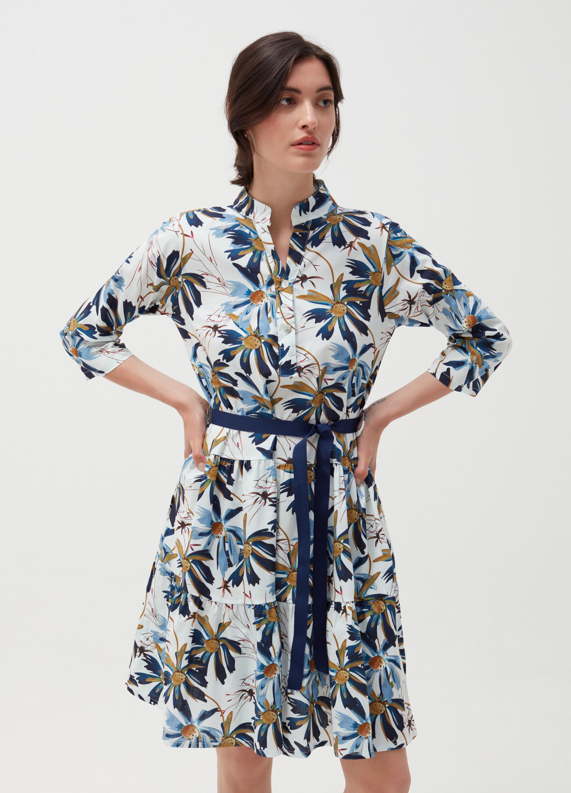 Hybrid floral shirt dress