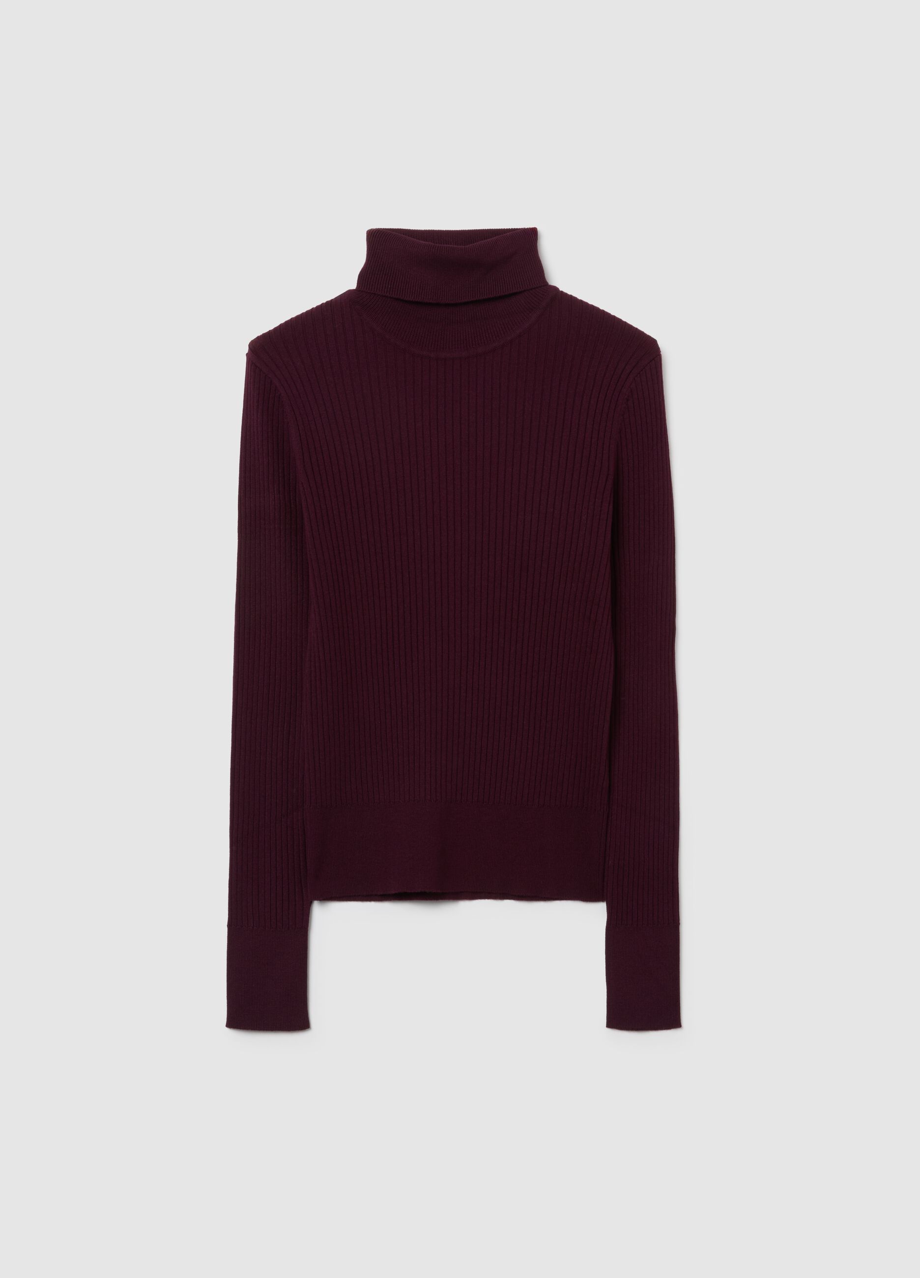 Purple turtleneck jumper in viscose blend