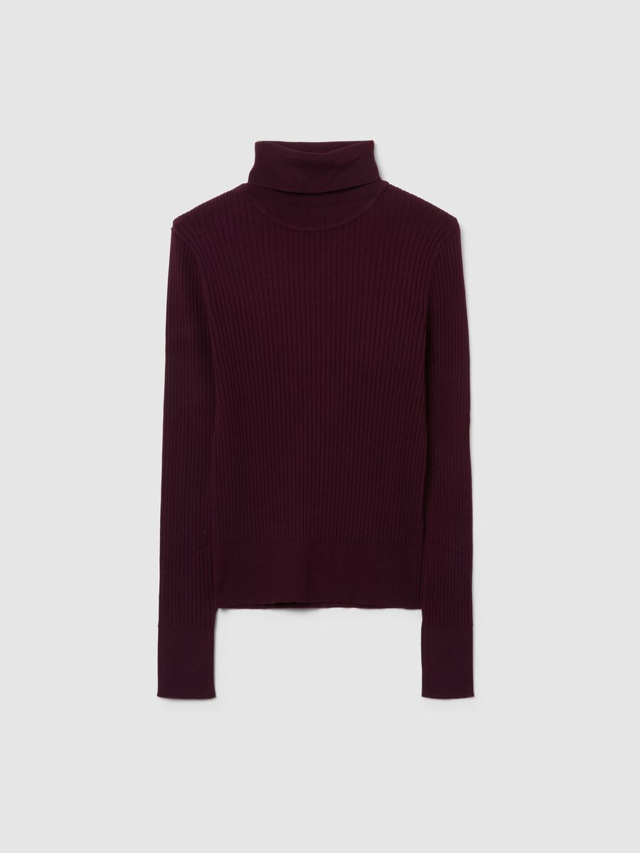 Purple turtleneck jumper in viscose blend_0