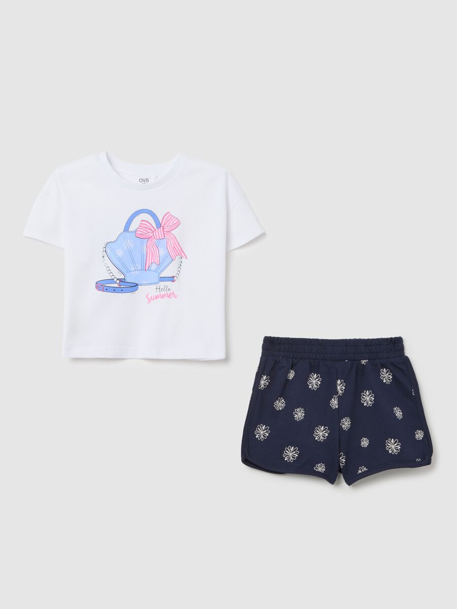 OVS Kids girl's jogging set in white and blue cotton_0