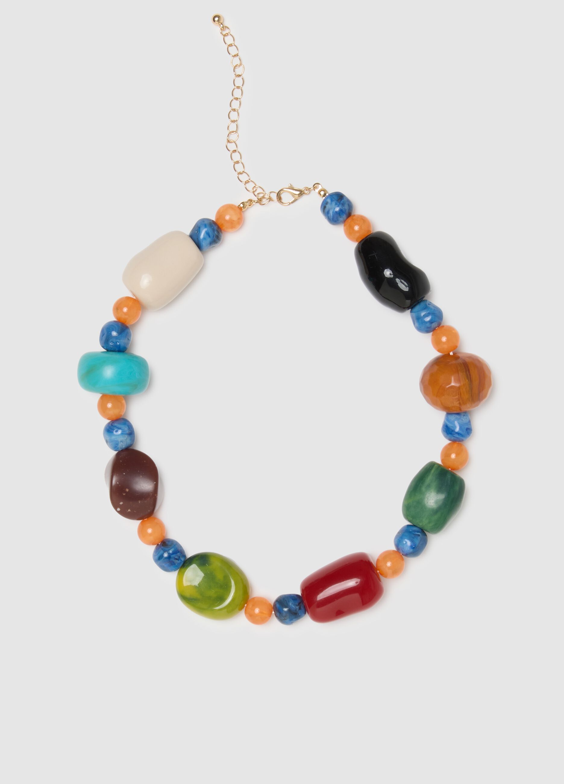 Multicolour resin necklace with adjustable clasp