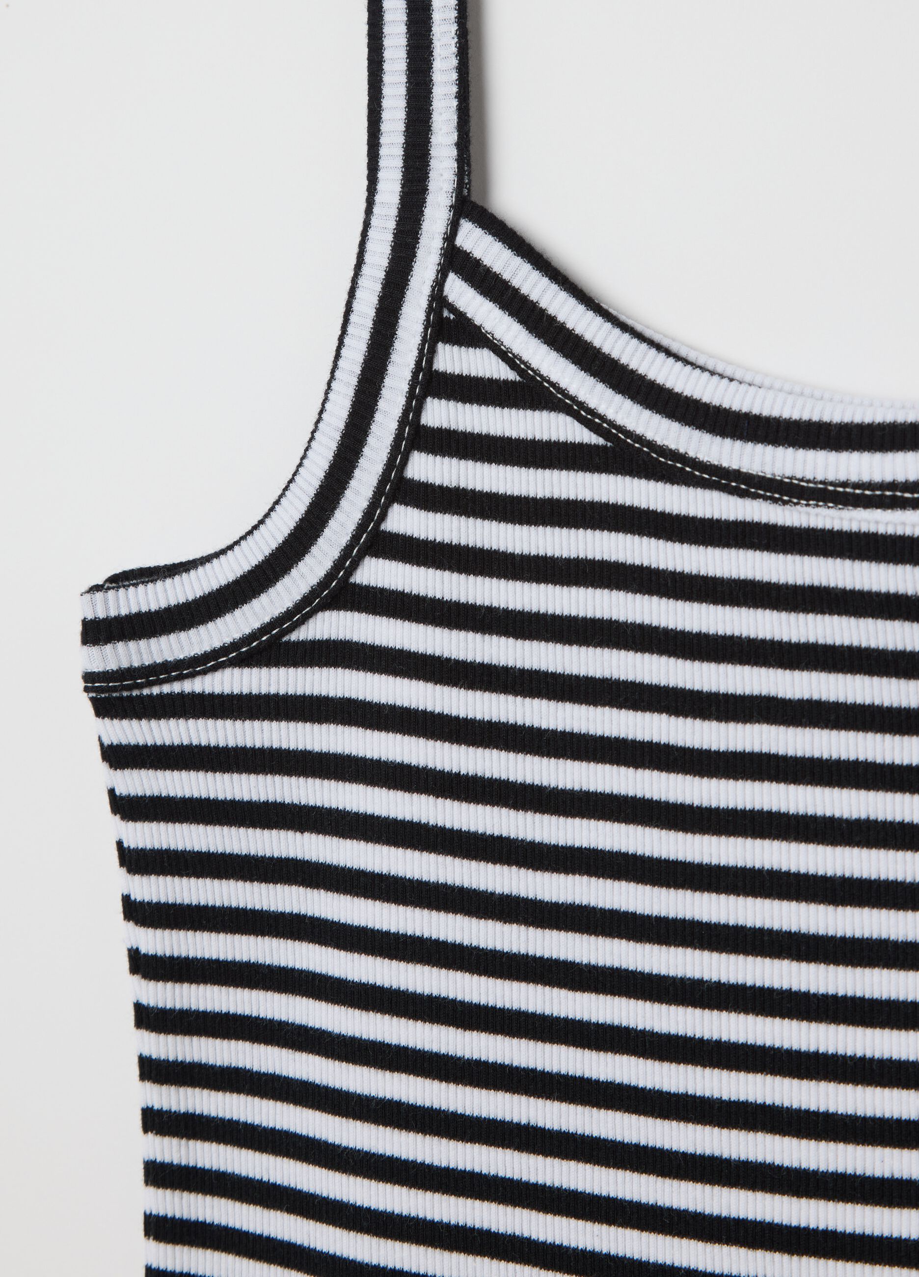 Black and white striped cotton top