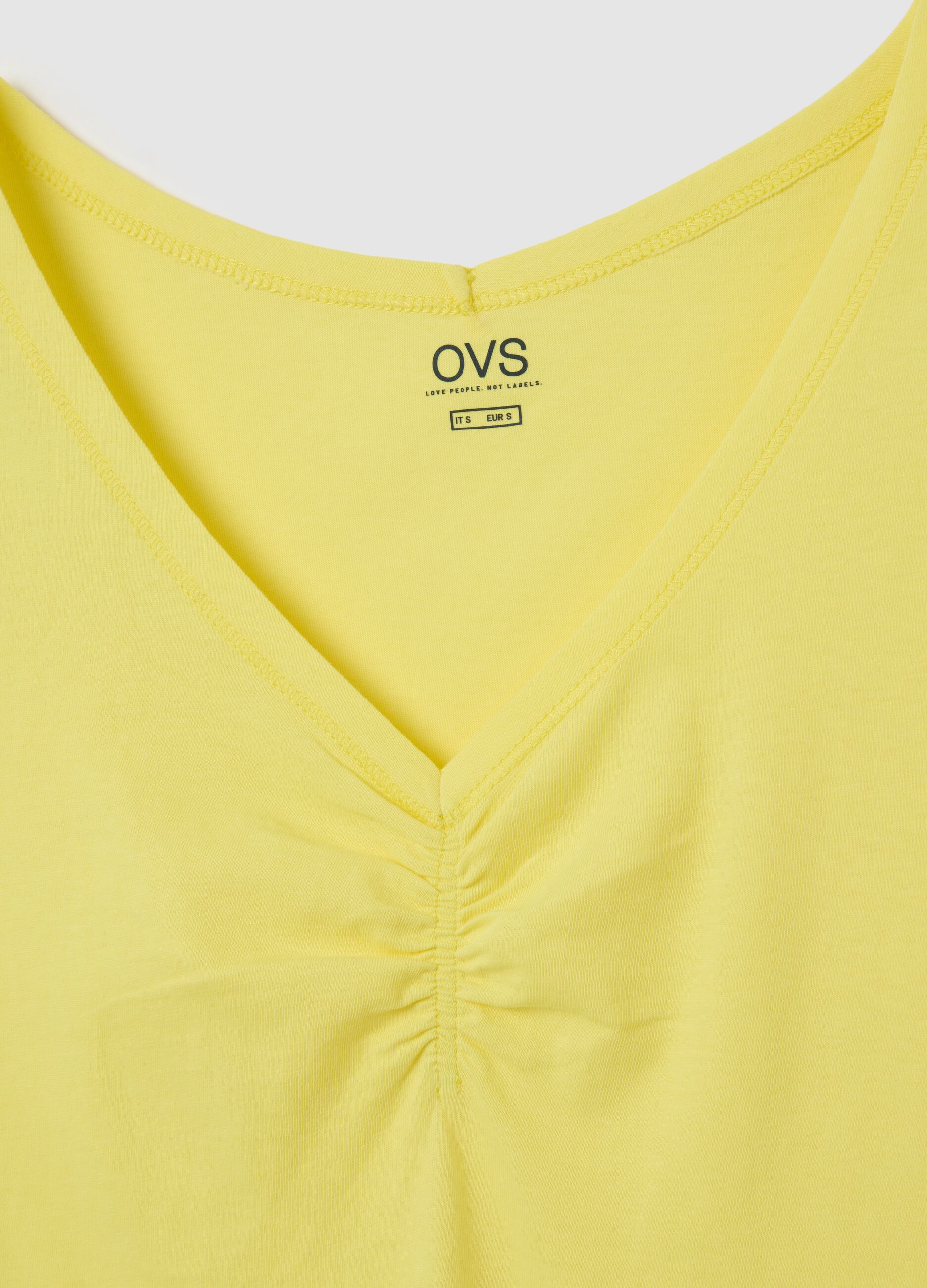 Women's yellow pure cotton tank top regular fit