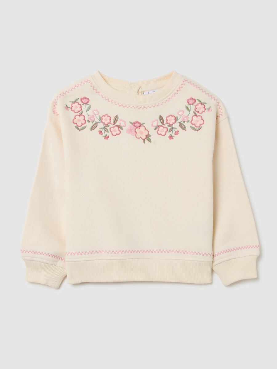 Girls' pure cotton beige oversized sweatshirt_0