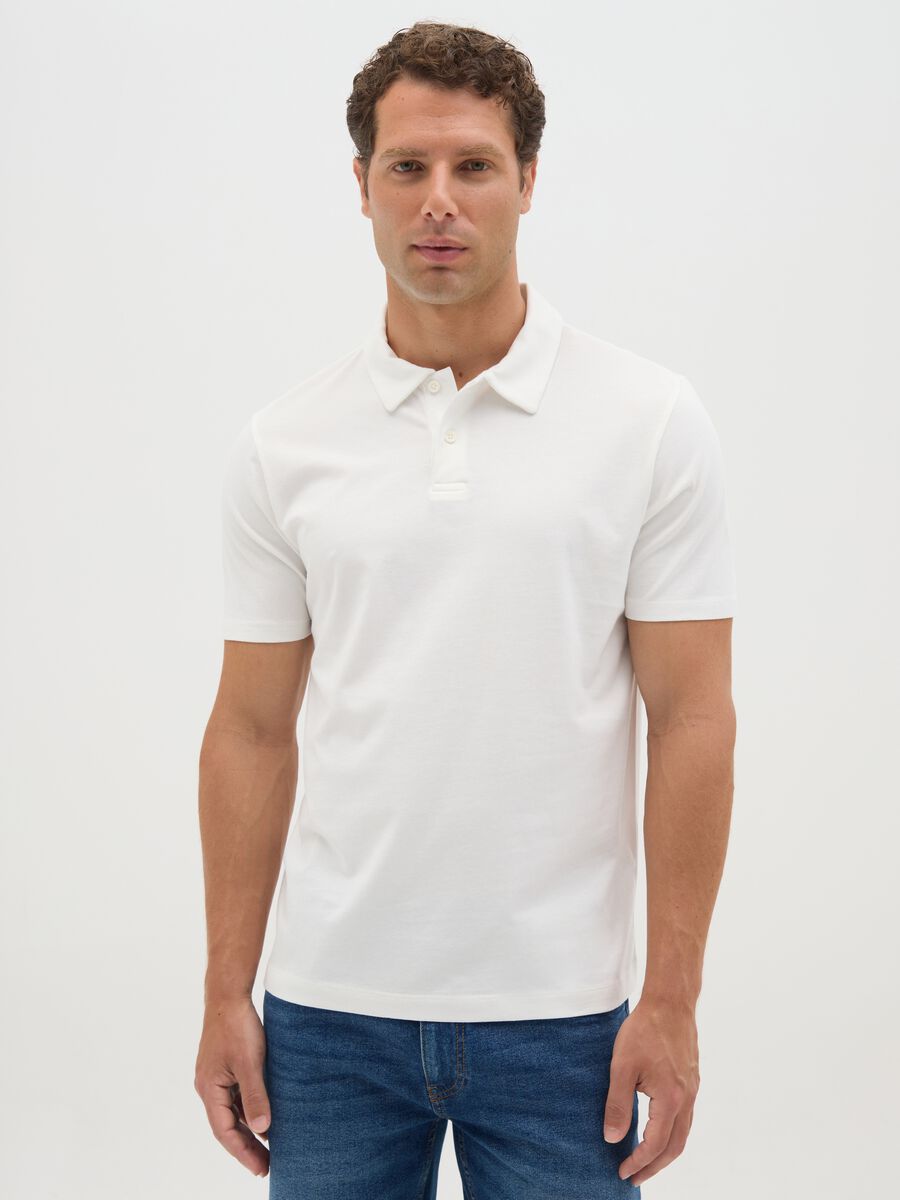Men's pure cotton white polo regular fit_0