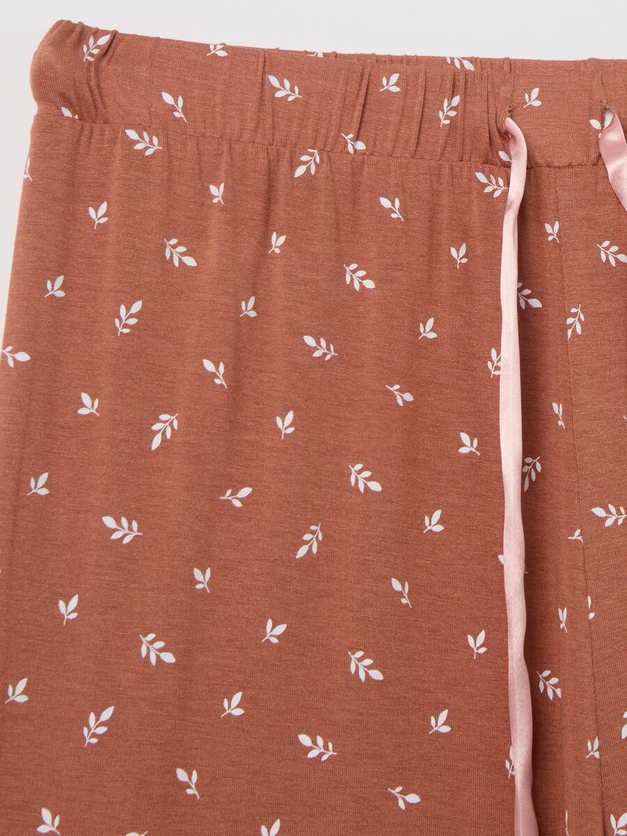 Pyjama trousers with small leaves print_5