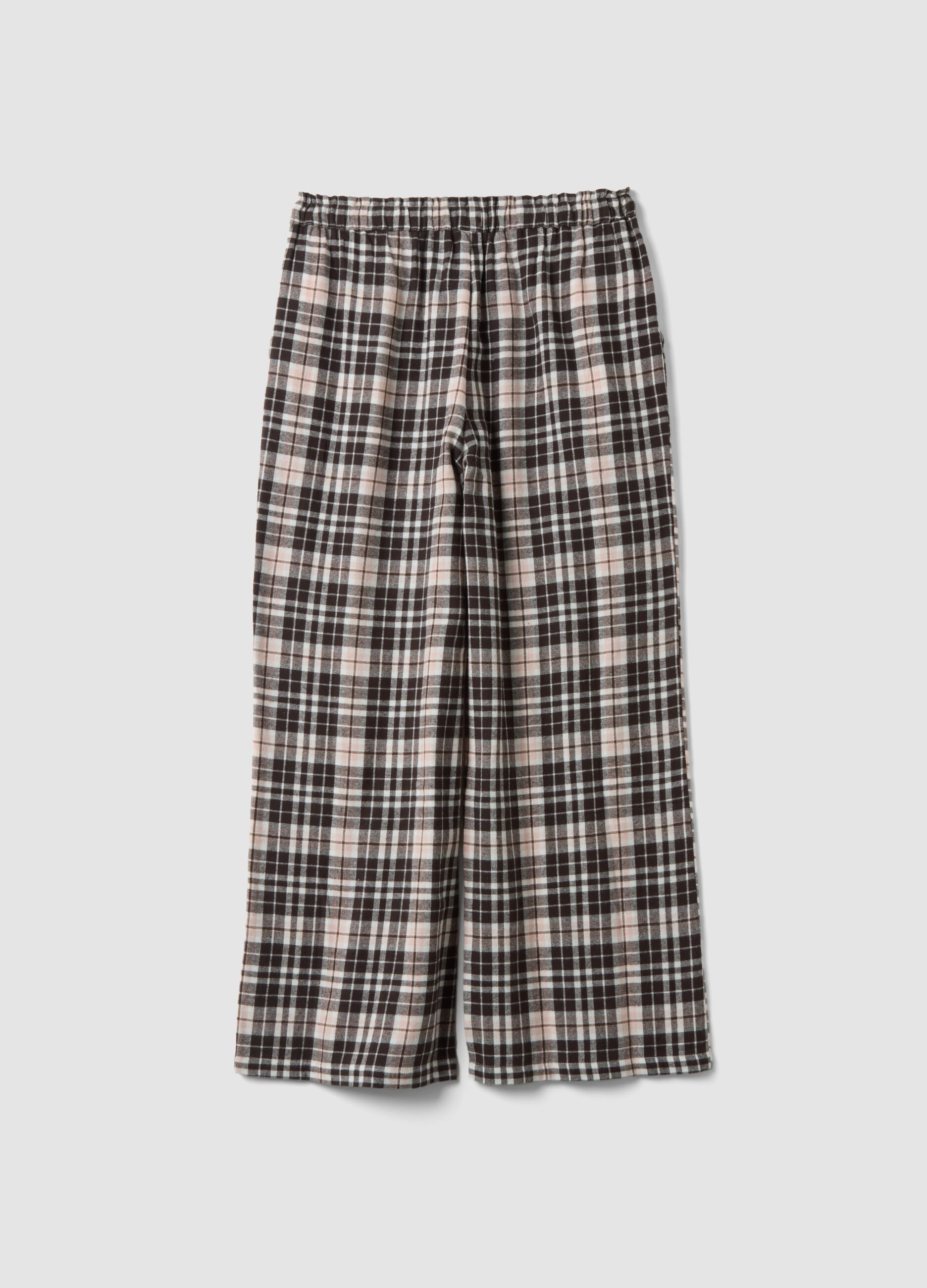 Brown checked organic pure cotton flannel pyjama trousers