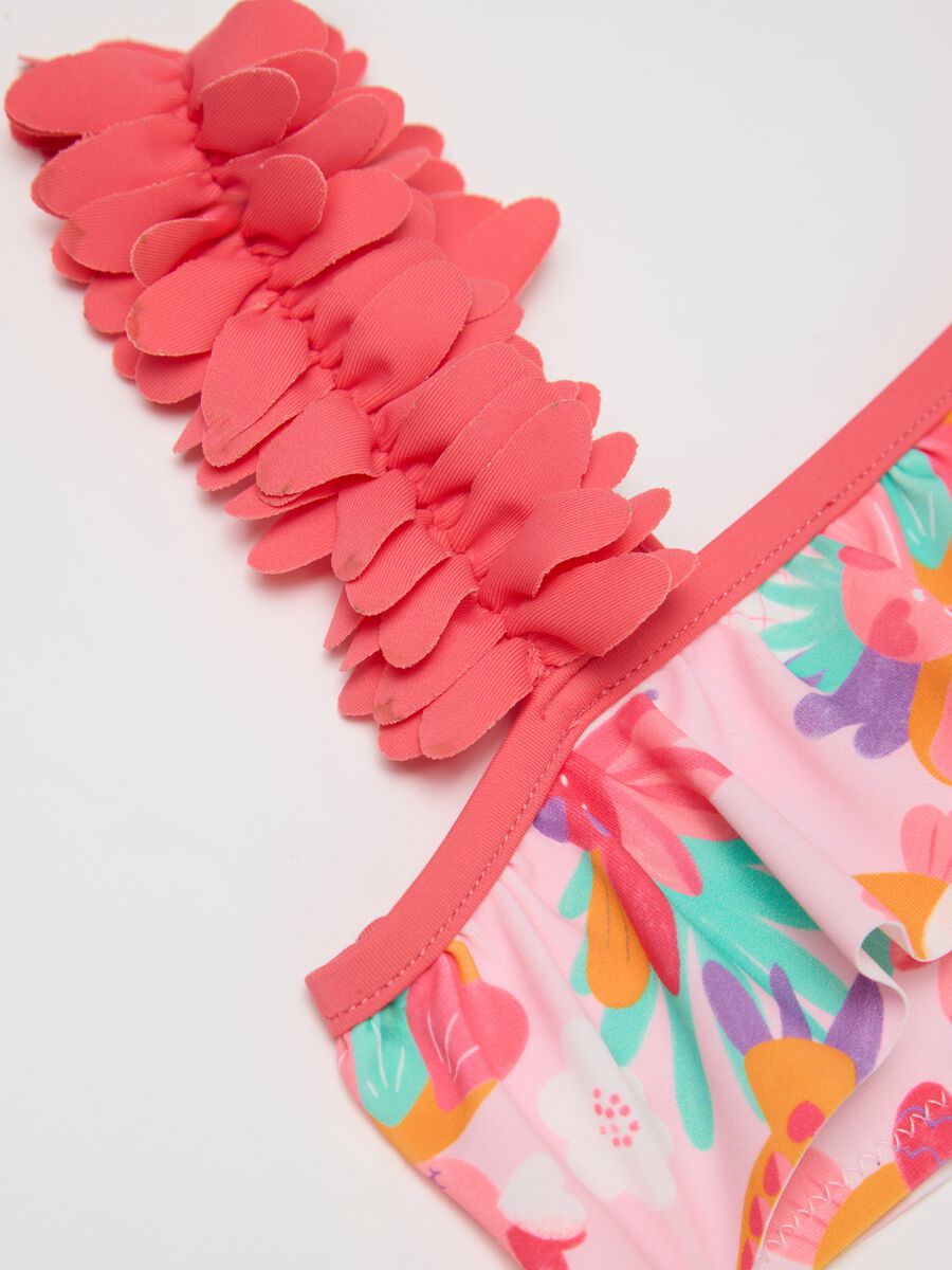 Girls’ bikini in multicoloured stretch fabric with floral print_2