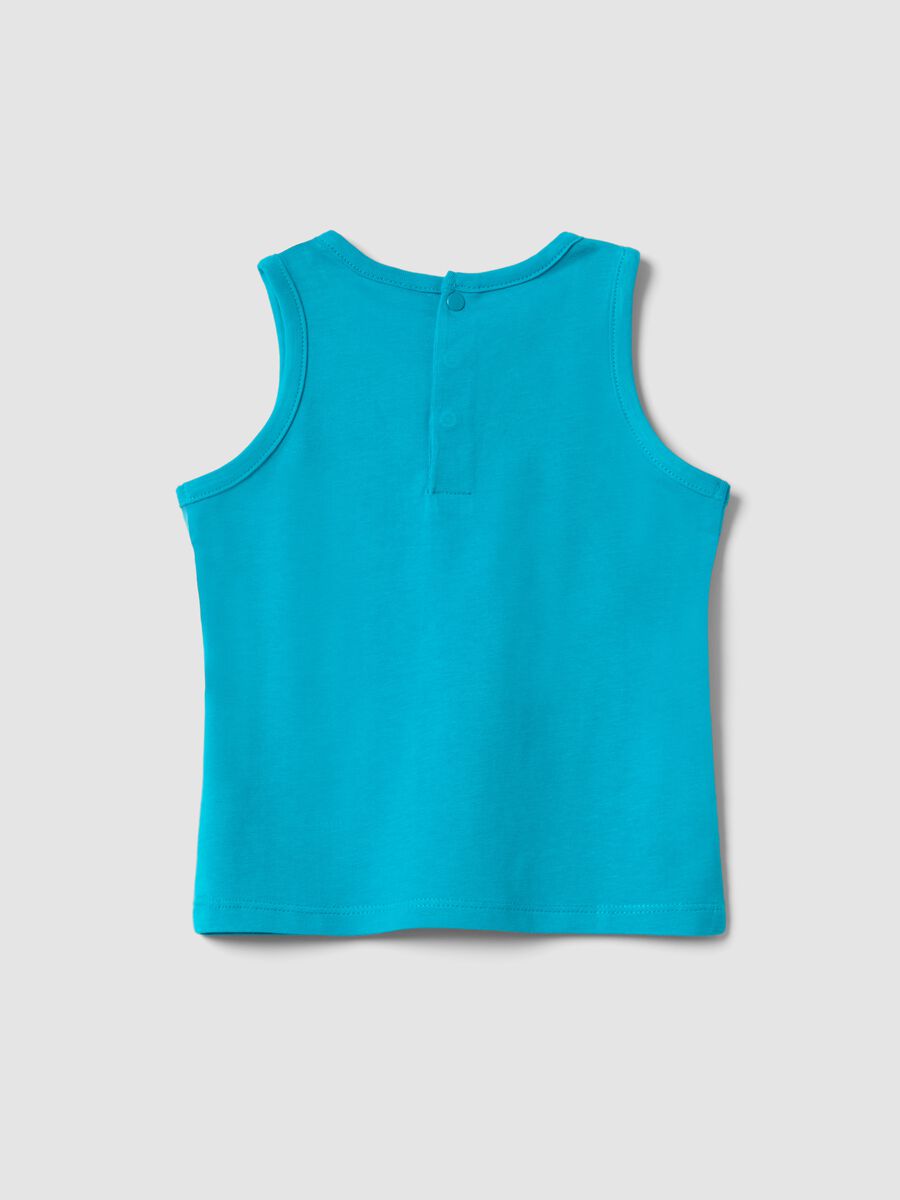 Boys&rsquo; sky-blue pure cotton vest, regular fit, with crab prints_1
