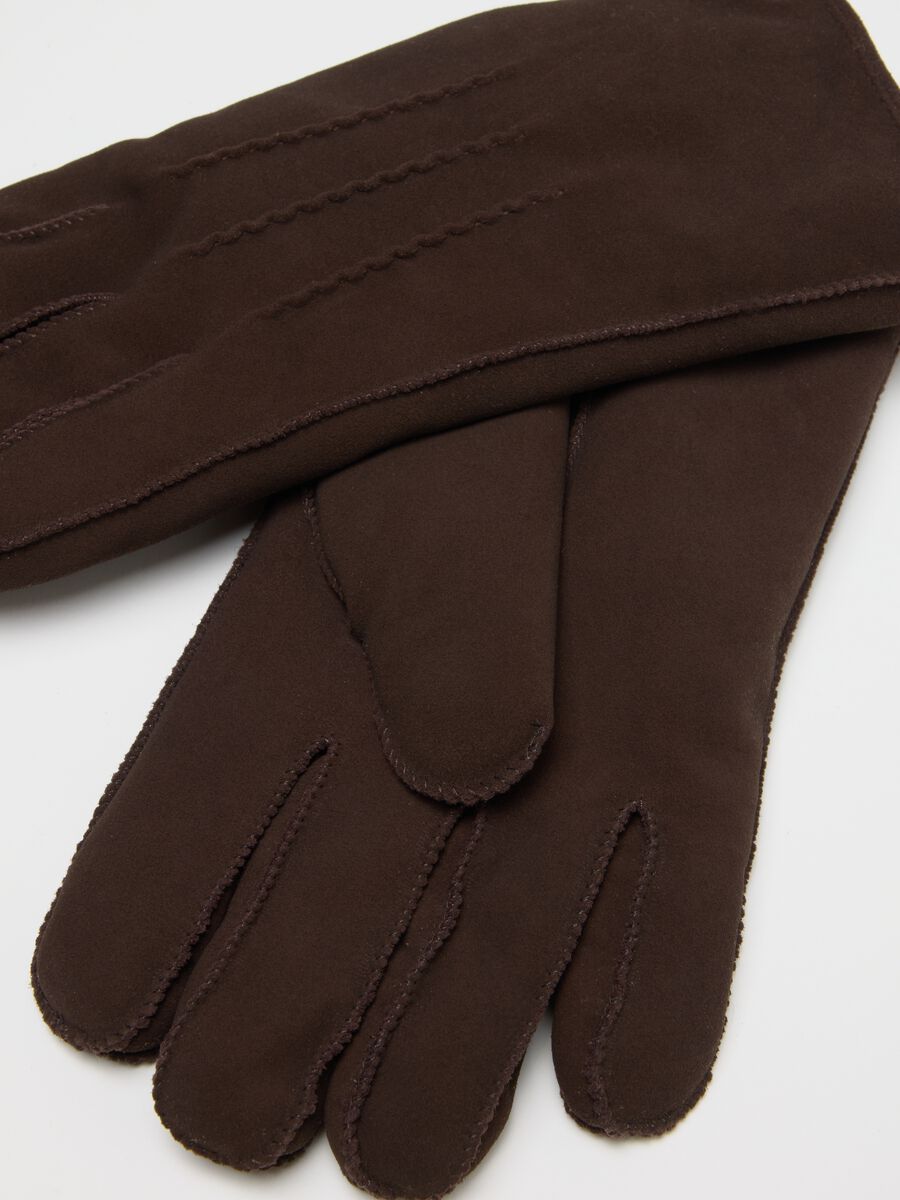 Brown Genuine Leather Gloves_1