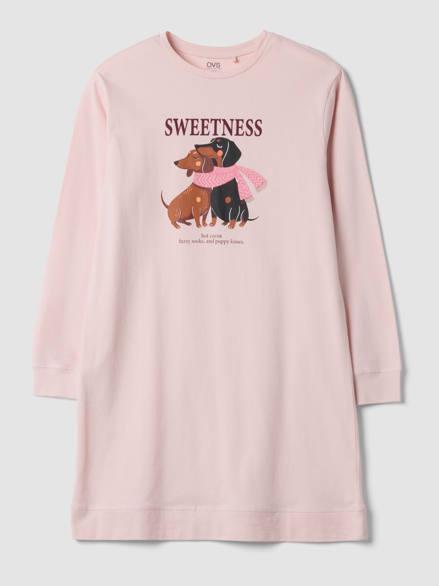 Camicia da notte rosa in puro cotone organico girocollo_4