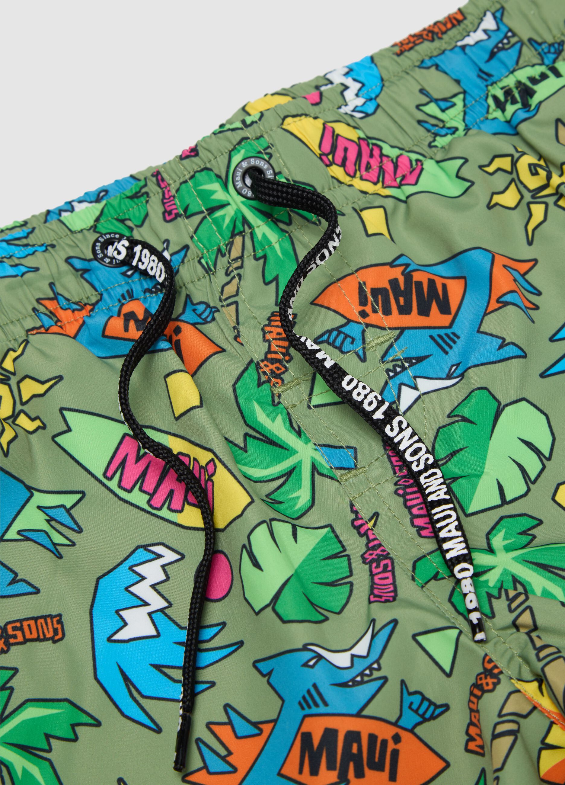 Children's multicolour regular fit swimwear with elastic waistband