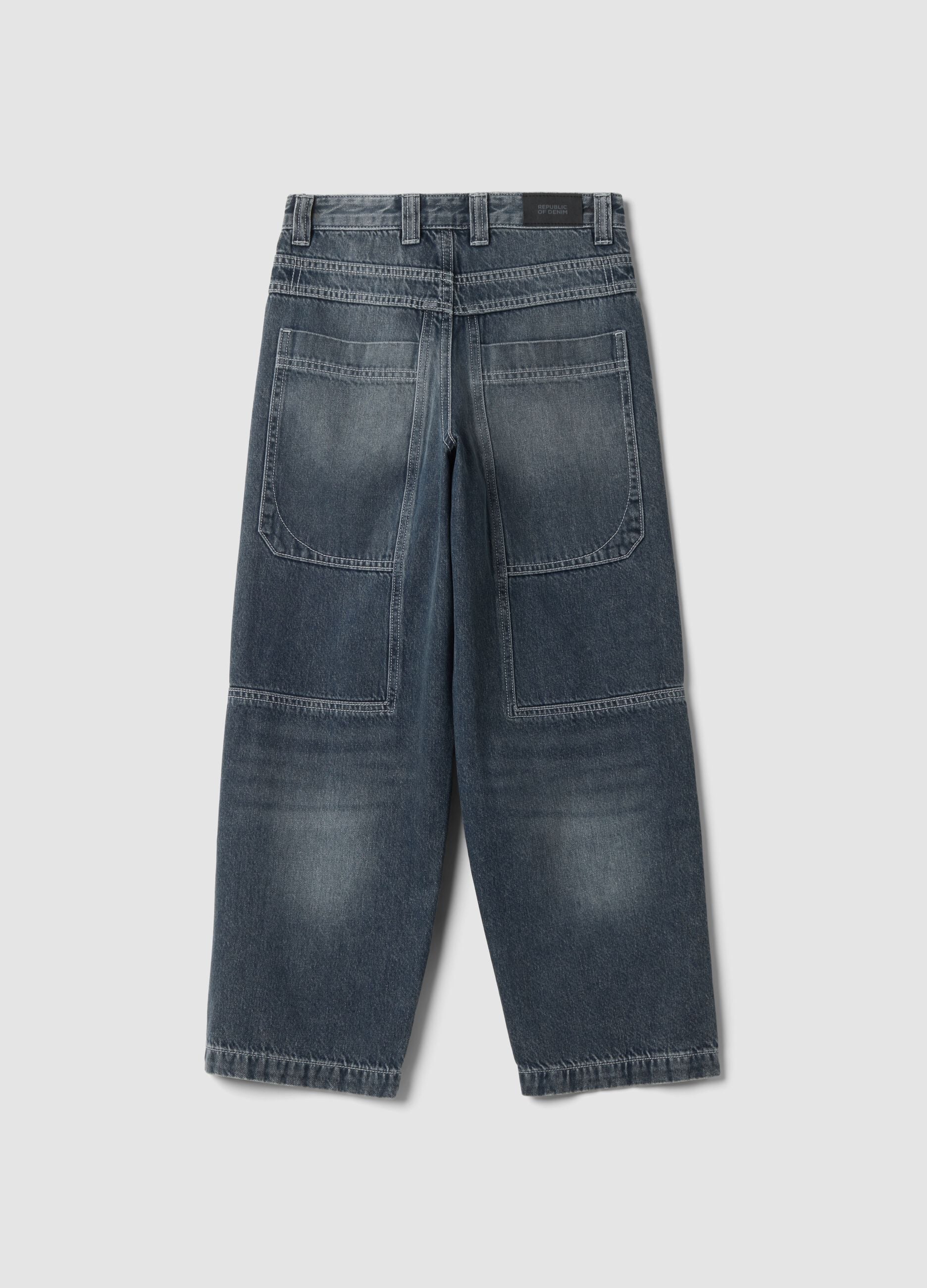 Blue pure cotton skater-fit jeans