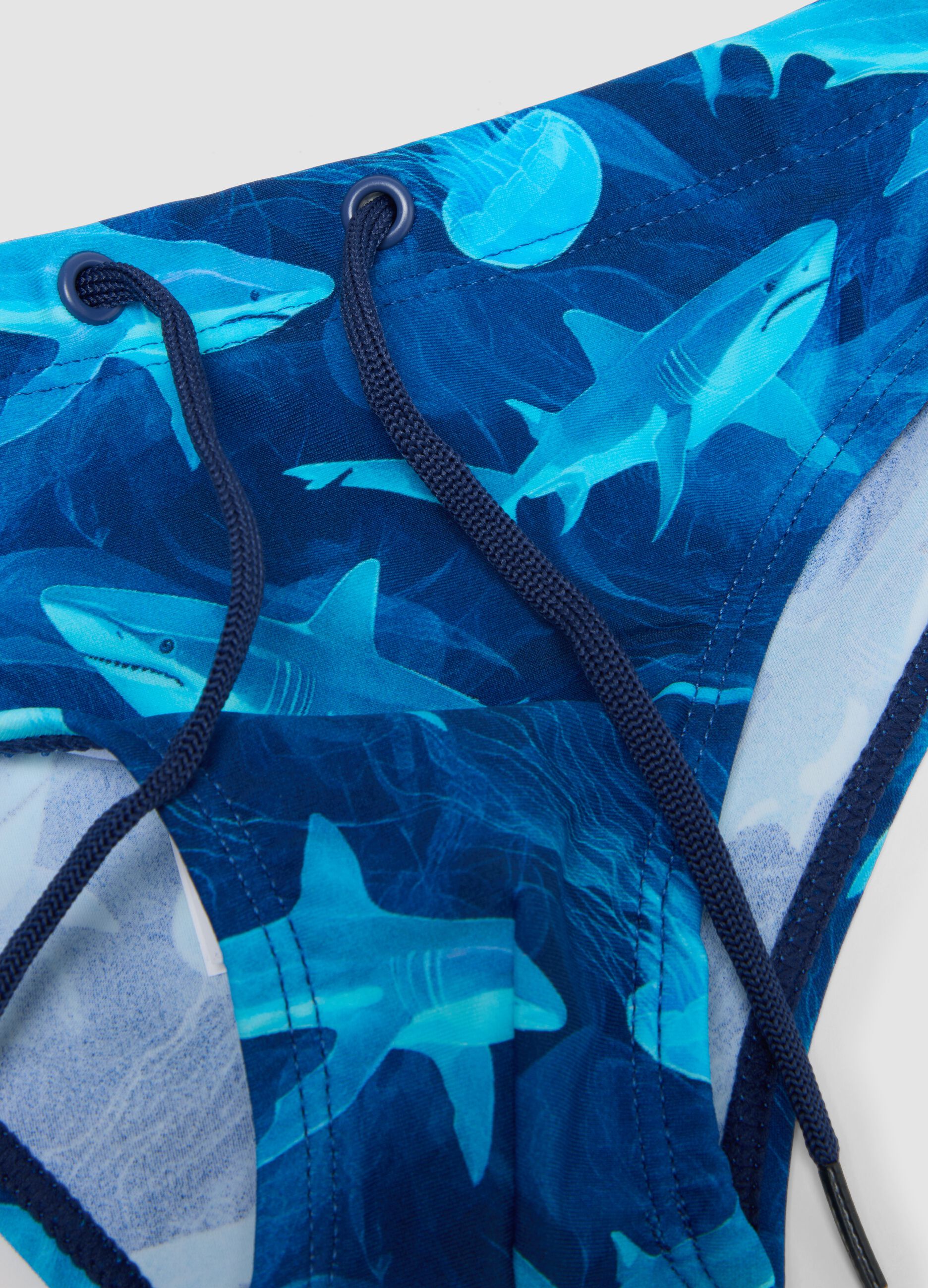 Blue stretch fabric swim briefs