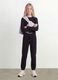 Black pure cotton T-shirt with ribbed neckline for girls_0
