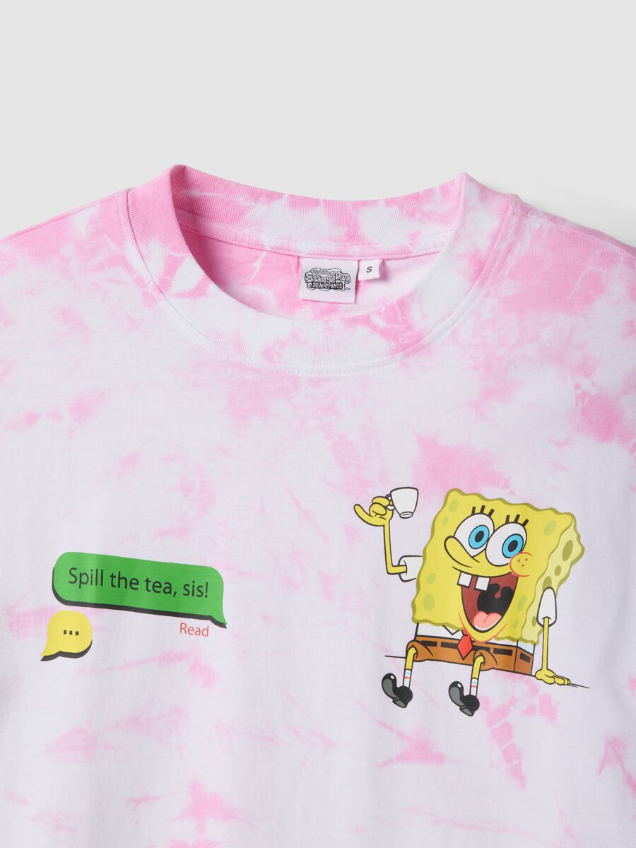 Multicoloured pure cotton T-shirt with regular fit and SpongeBob print_1