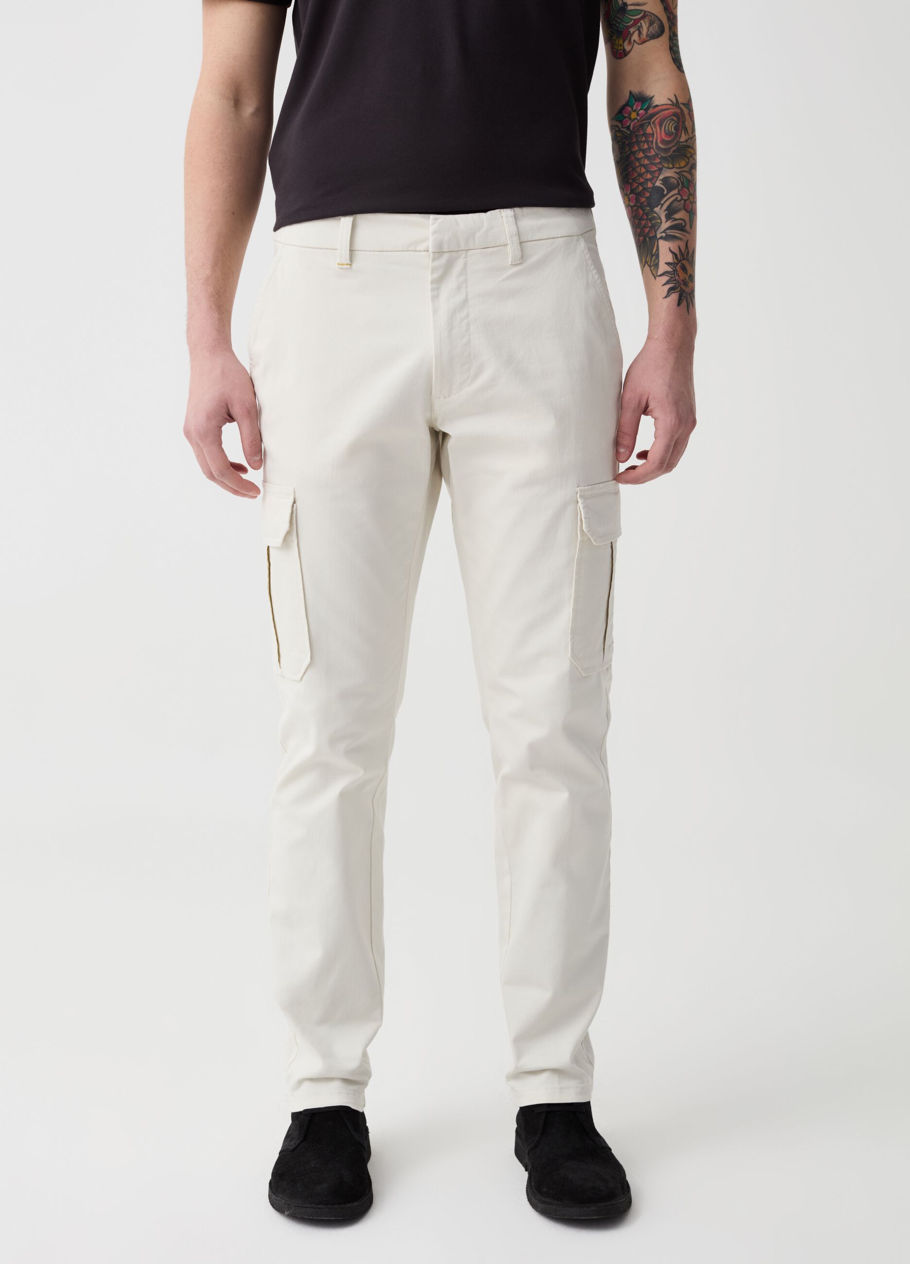 Pantalone cargo in cotone stretch