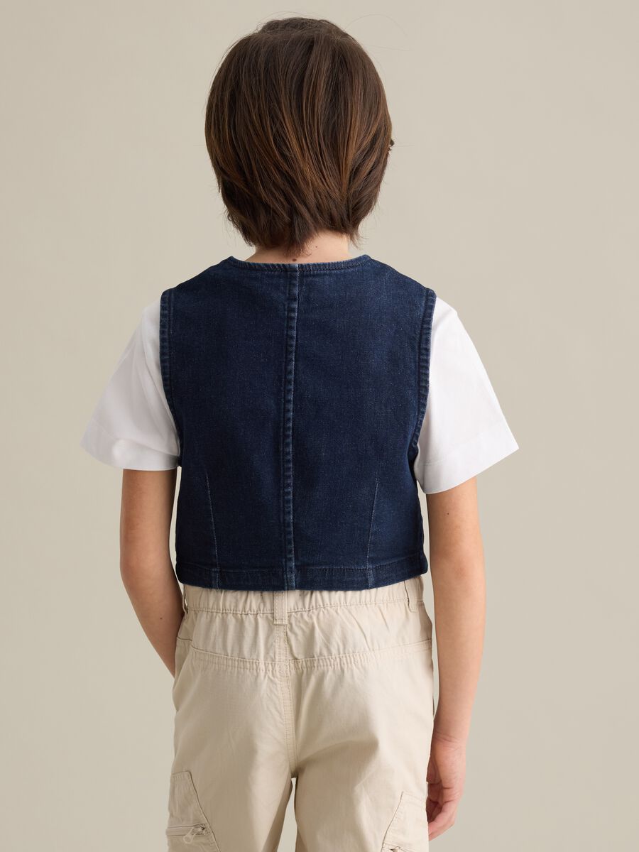 Blue gilet in stretch denim_2