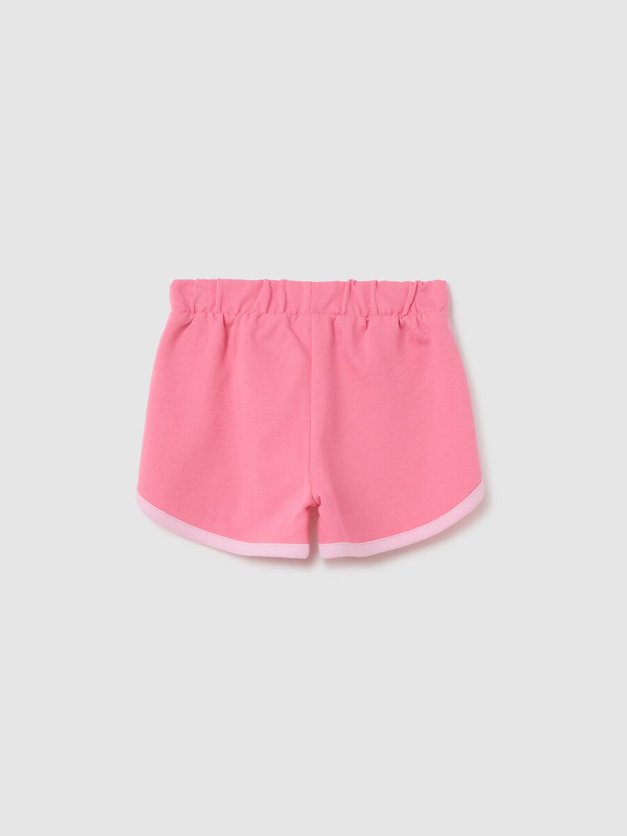 Shorts da bambina in puro cotone rosa regular fit con vita elasticizzata_1