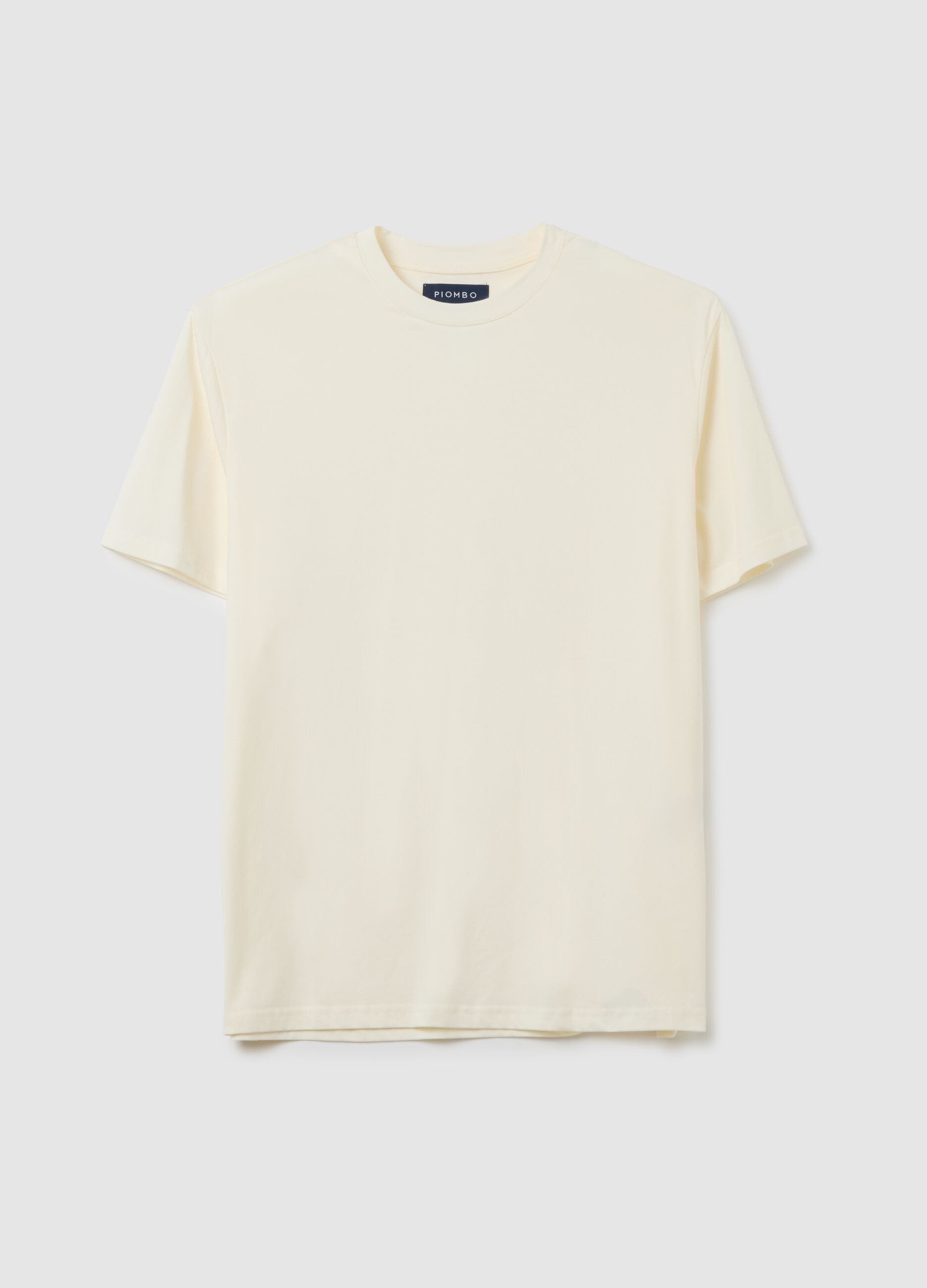 Beige cotton blend t-shirt with regular fit and stretch